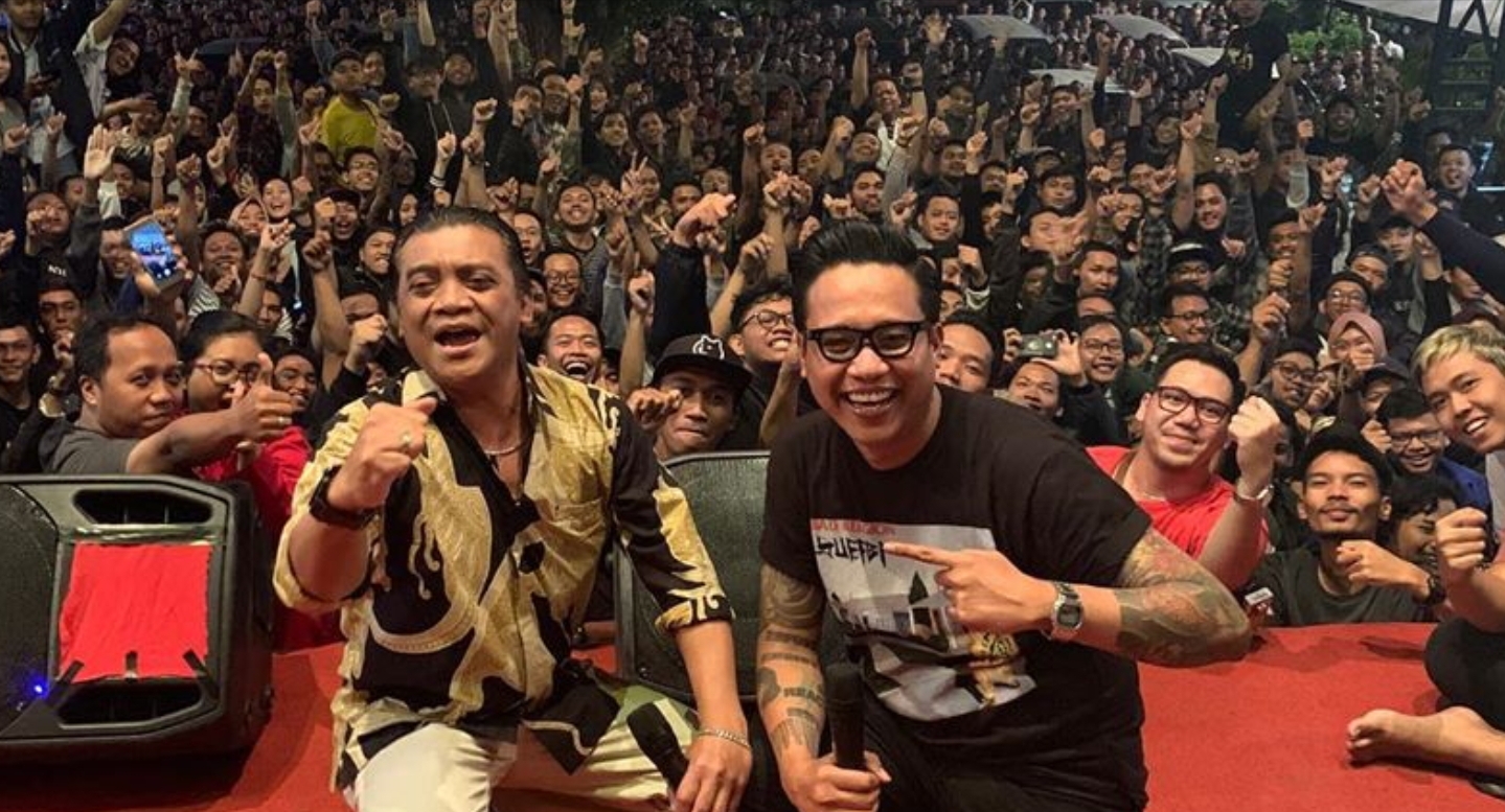 Didi Kempot bersama Gofar Hilman di Ngobam di Solo, 14 Juli 2019.