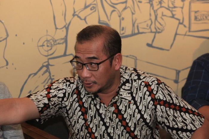 Komisioner KPU Hasyim Asyari di STHI Jentera, Jakarta, Senin (15/4). 