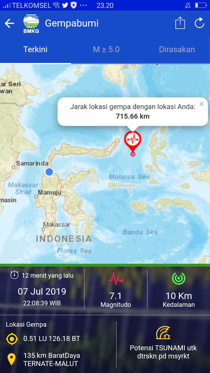 Peringatan gempa di Maluku Utara dalam aplikasi BMKG