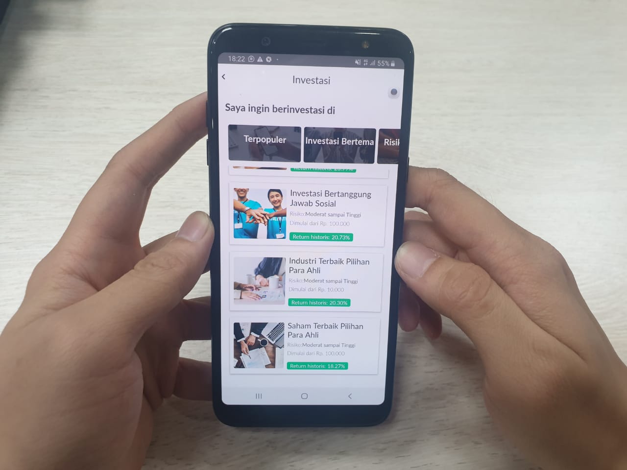 Investasi lewat tema dalam aplikasi Ajaib