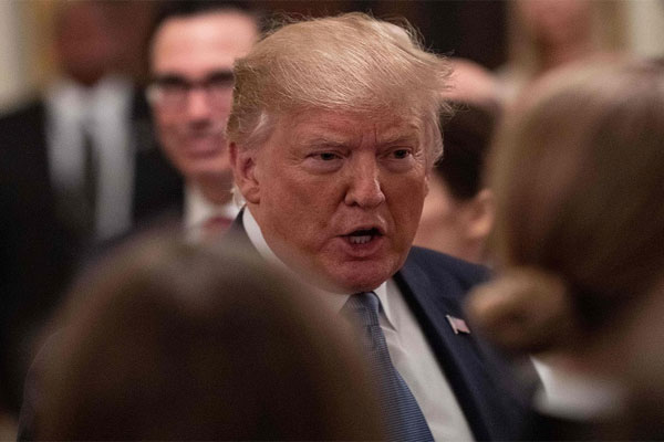 Presiden AS Donald Trump di Gedung Putih, Washington, Senin 8 Juli 2019.  