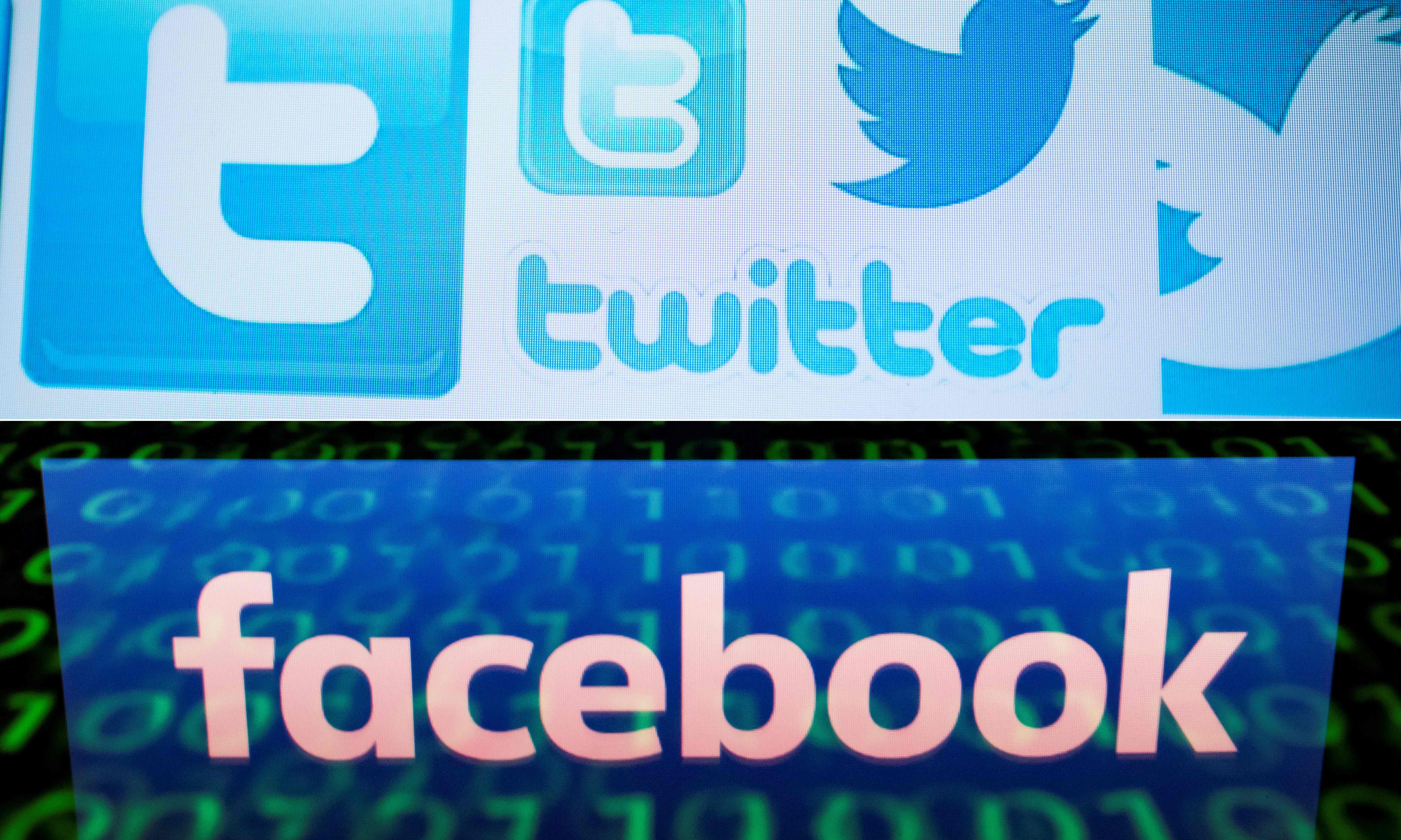 Foto kombinasi logo Twitter dan Facebook