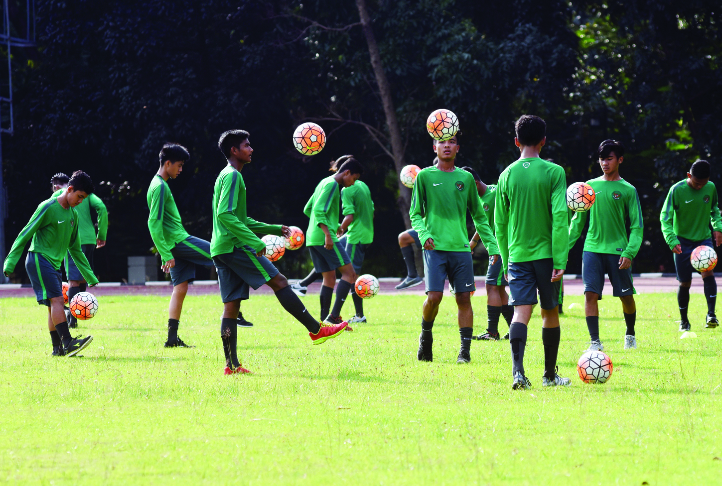 Timnas U-15 saat menjalani latihan 