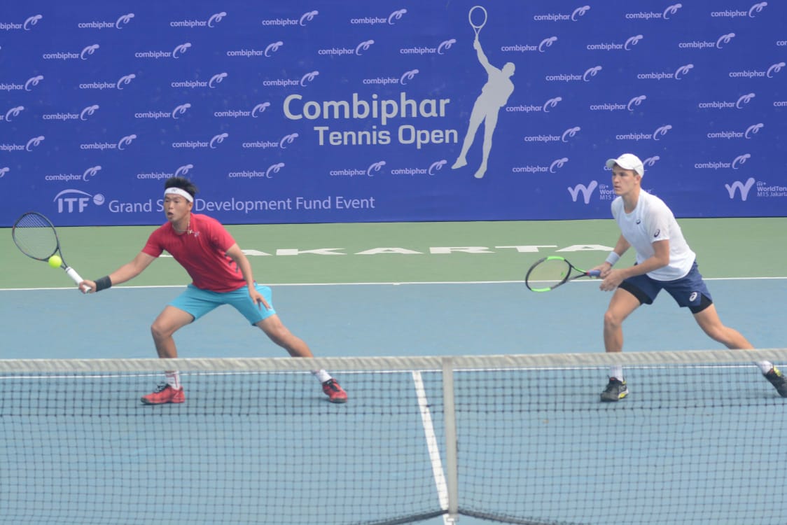 David Agung Susanto saat berpasangan dengan Jonathan Gray di Combhipar Tenis Open 2019