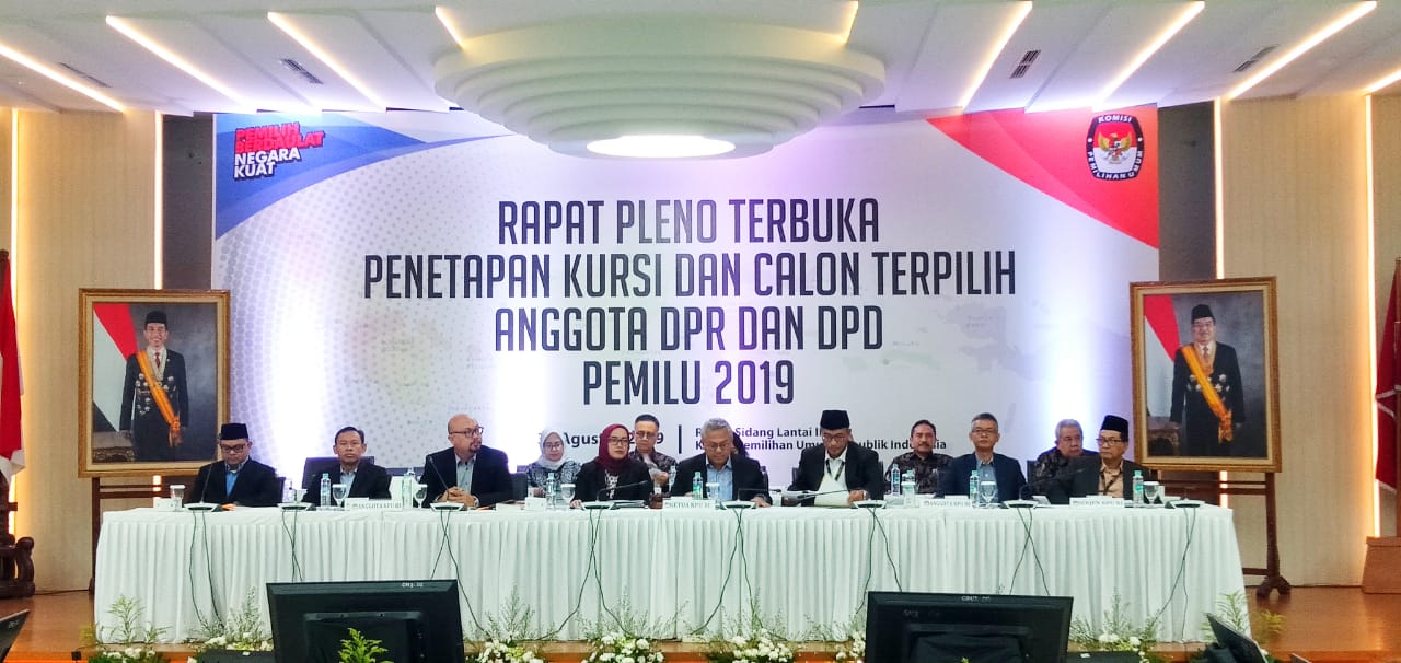 Rapat pelon terbuka penetapan kursi dan calon terpilih anggota DPR dan DPD Pemilu 2019.
