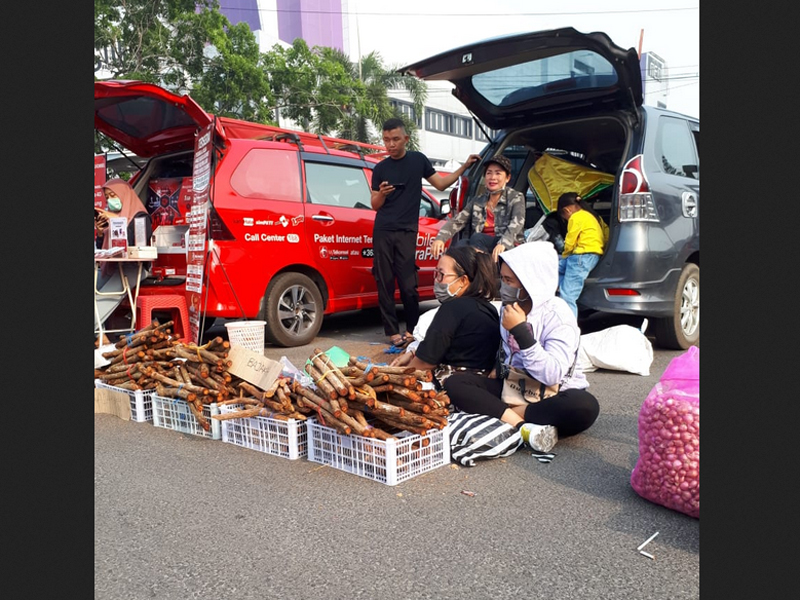 Kayu bajakah yang viral ramai dijual bahkan di car free day di Bundaran Besar Palangkaraya.
