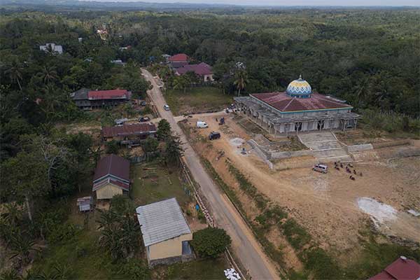 Foto aerial kawasan Kecamatan Sepaku, Penajam Paser Utara, Kalimantan Timur, Rabu (30/8/2019). 
