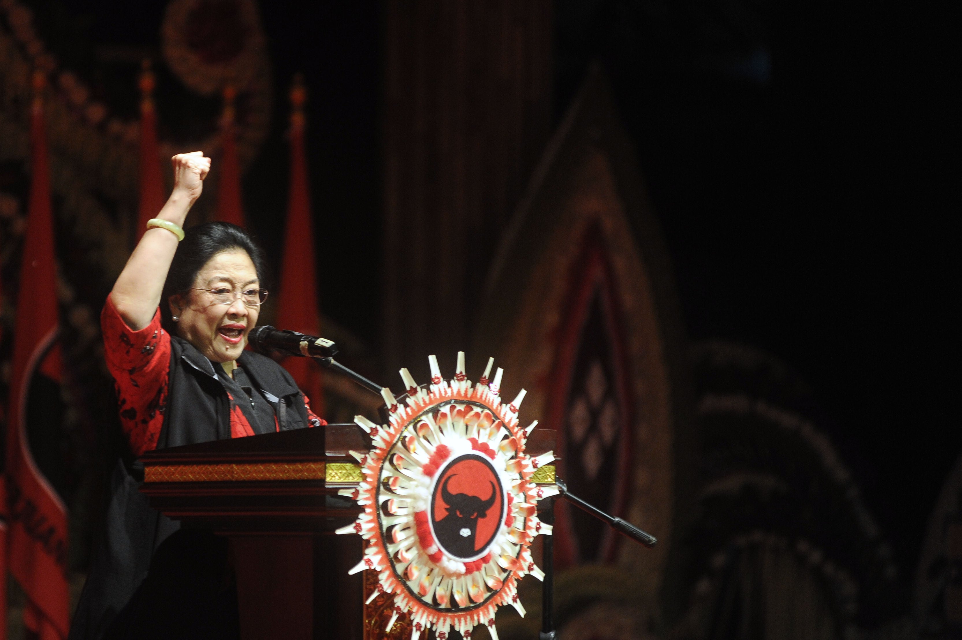 Ketua Umum PDI Perjuangan Megawati Soekarnoputri menyampaikan pidato pada Malam Budaya Kongres V PDI Perjuangan 