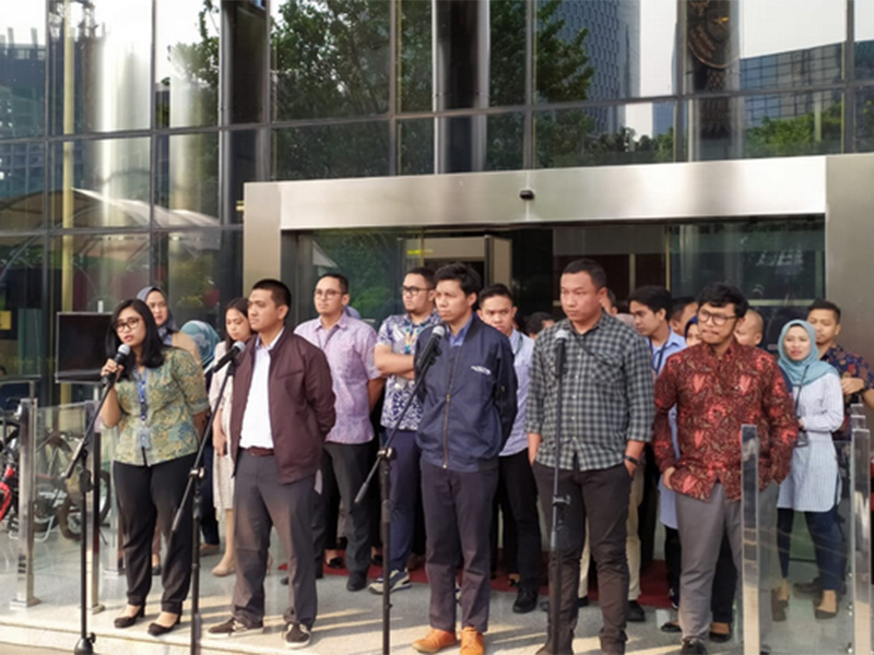 Wadah Pegawai KPK menggelar konferensi pers terkait pembentukkan Tim Pengawalan Seleksi Capim KPK, Senin (1/7/2019)