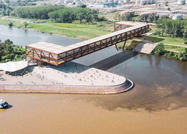 Desain Jembatan dengan Hotel dan Kantor di Atasnya