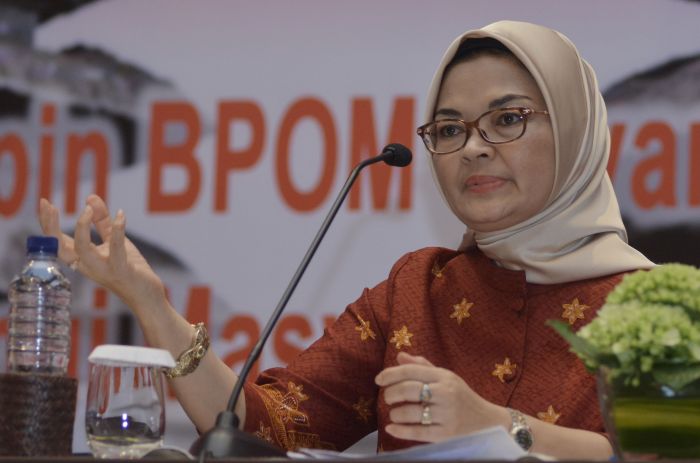 Kepala Badan Pengawas Obat dan Makanan (BPOM) Penny K. Lukito menyampaikan arahan saat kegiatan Rapat Evaluasi Nasional BPOM 2018 di Legian