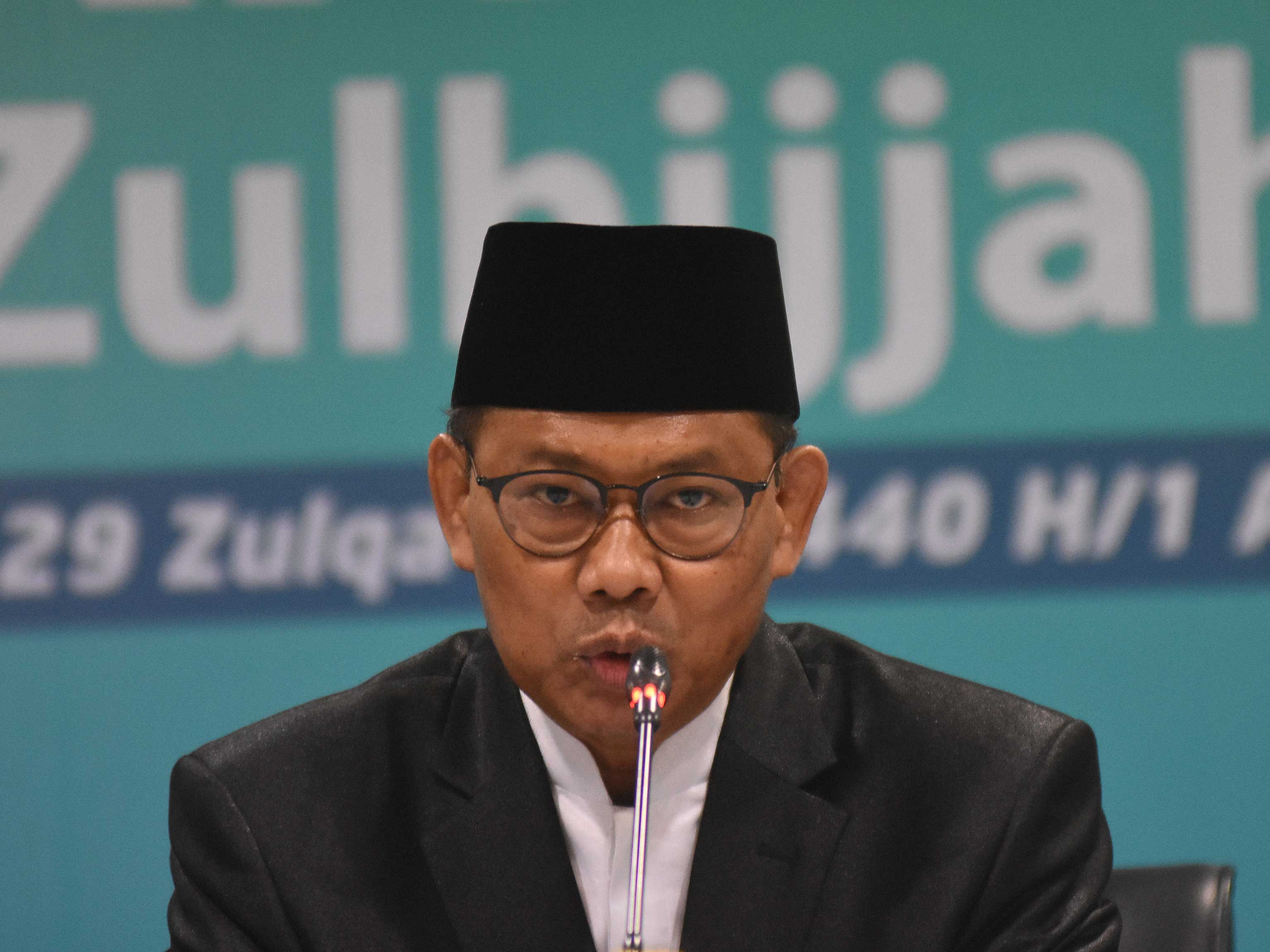 Dirjen Bimas Islam Kemenag Muhammadiyah Amin menjelaskan hasil sidang isbat penentuan awal Zulhijjan 1440 Hijriah