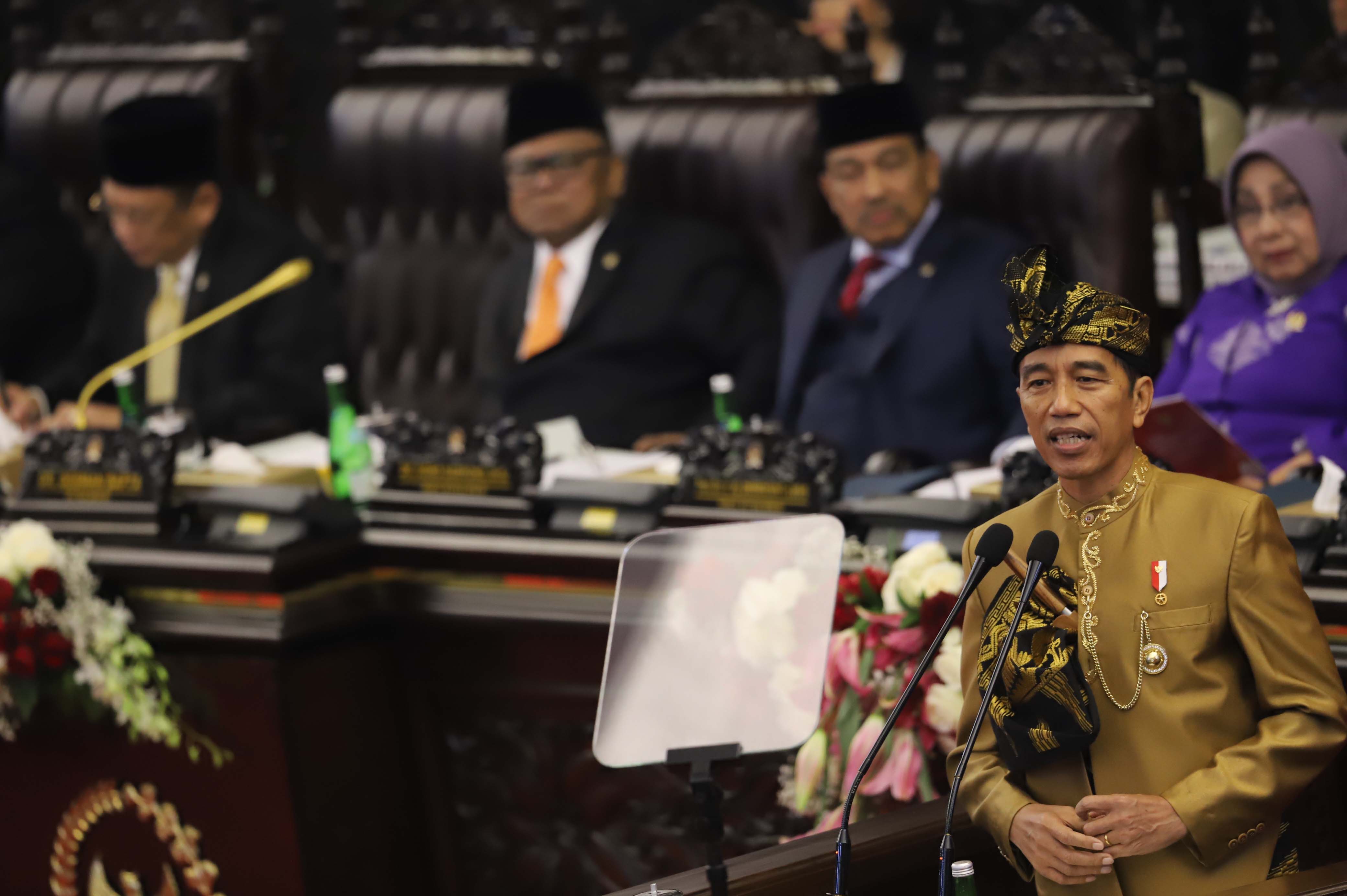 Presiden Jokowi saat menyampaikan pidatoi kenegaraan dan RAPBN 2020 beserta nota keuangan di Gedung Nusantara DPR