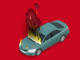 Ilustrasi mobil terbakar.