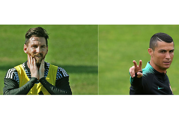 Lioner Messi (kiri), Cristiano Ronaldo (kanan)
