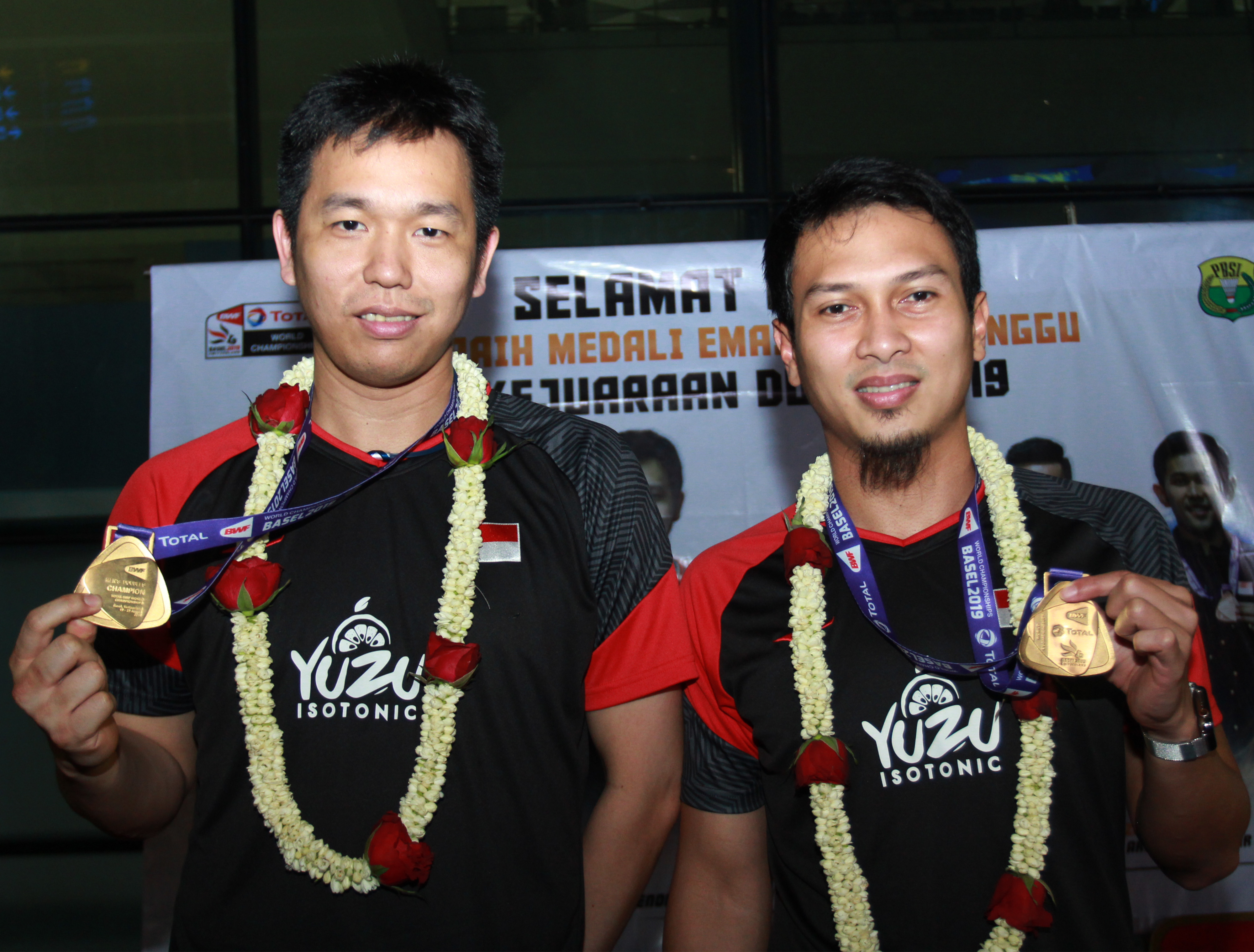 ganda Putra Indonesia Mohammad Ahsan (kanan) dan Hendra Setiawan