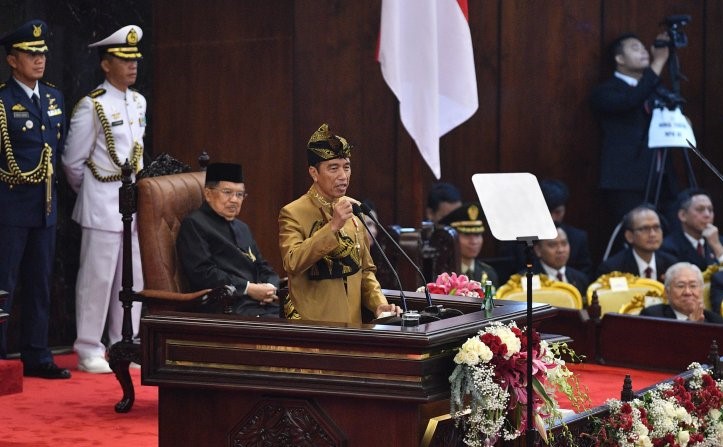 Presiden Joko Widodo saat pidato kenegaraan di Gedung MPR