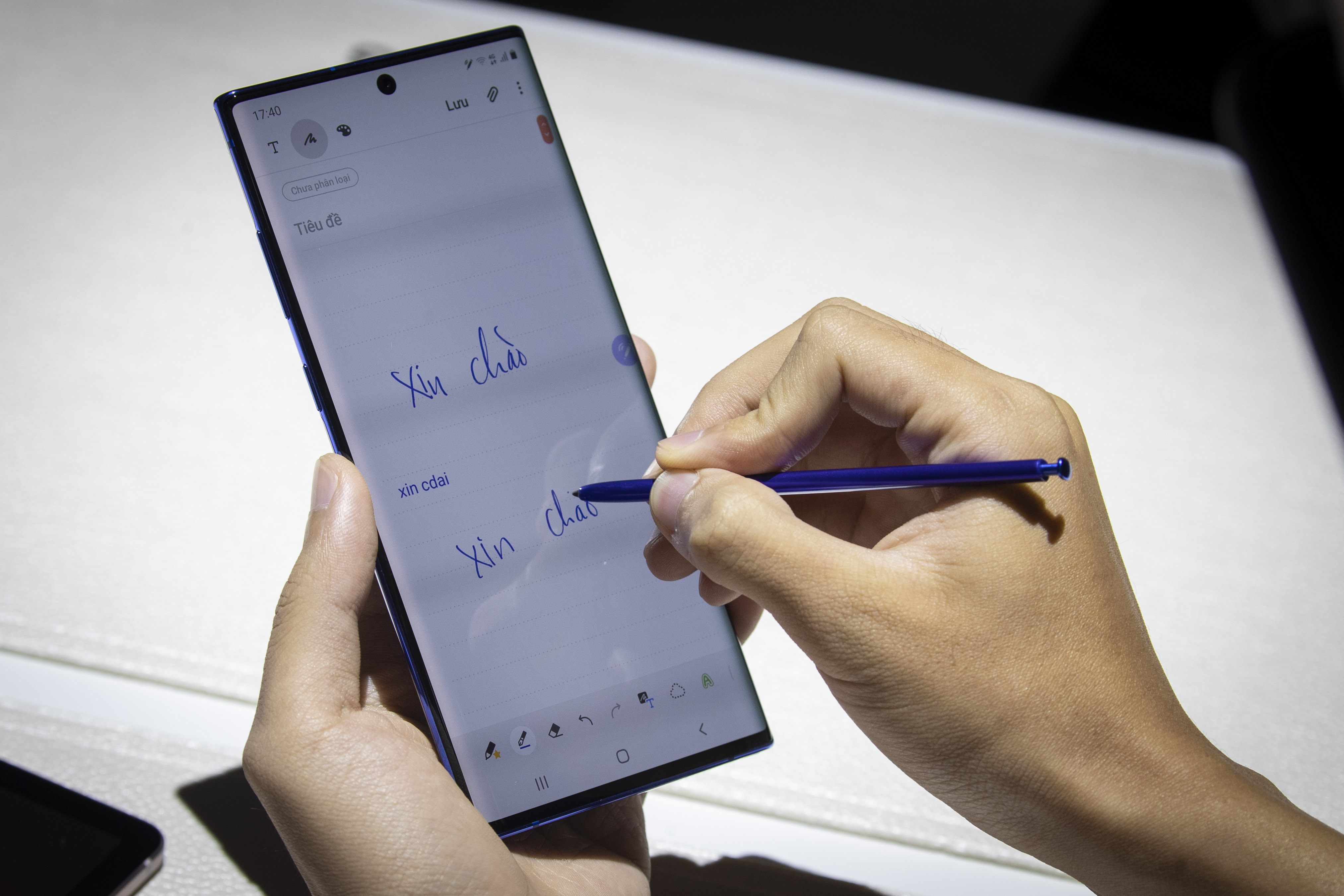 Samsung Galaxy Note 10 saat diluncurkan di New York, AS, Jumat (8/8)