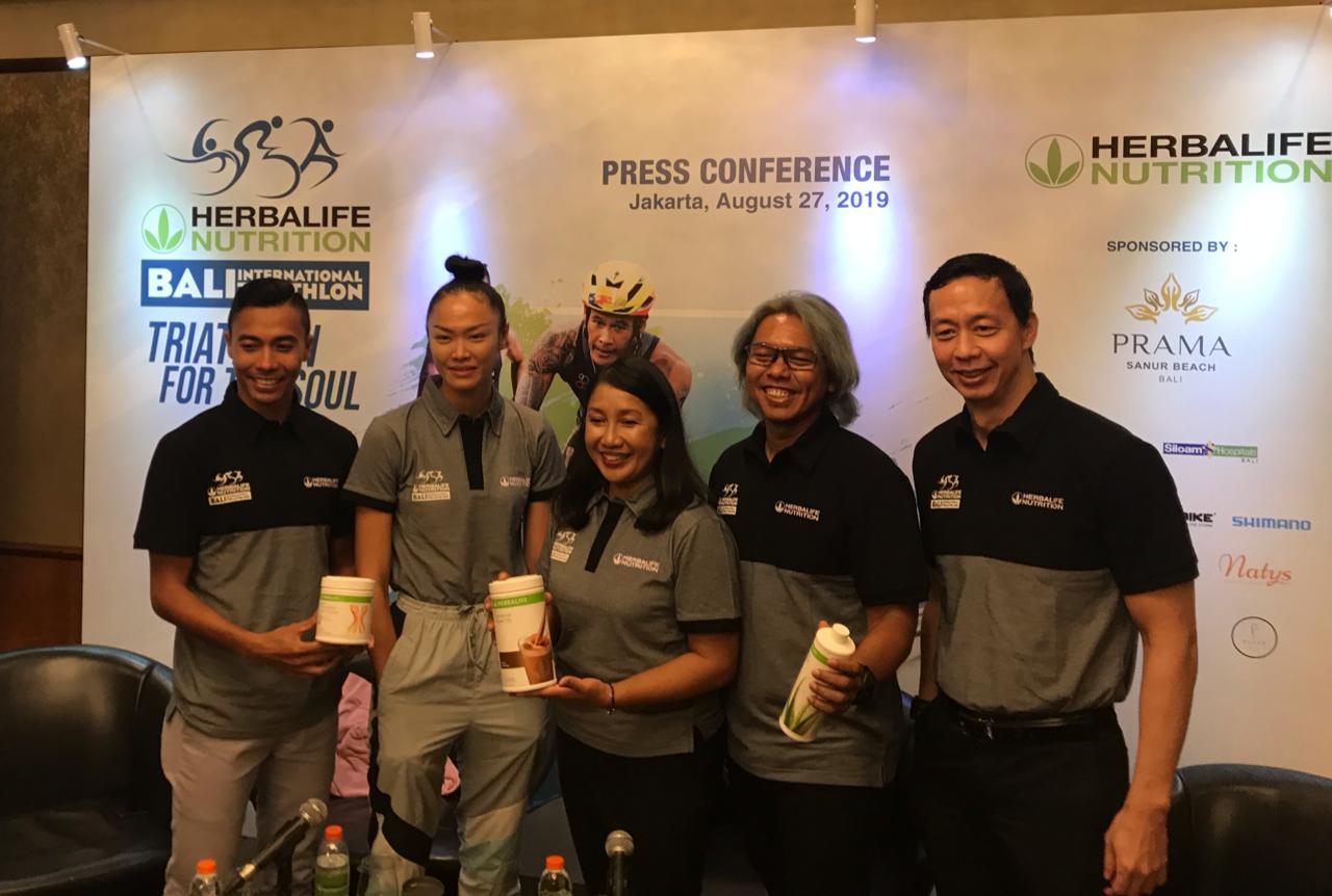 Jumpa pers Bali International Triathlon 2019 di Jakarta, Selasa (27/8). 