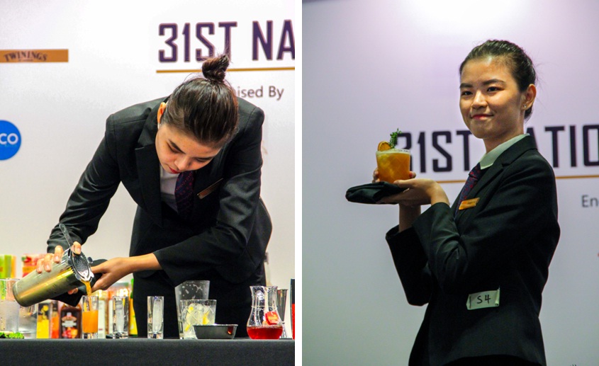 Fannie Foo dan Lim Yuwan menunjukkan racikan koktail yang sukses meraih gelar juara.