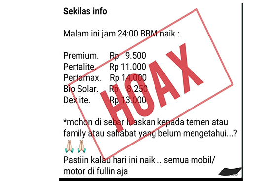 Isu kenaikan harga BBM di medsos di pastikan hoaks