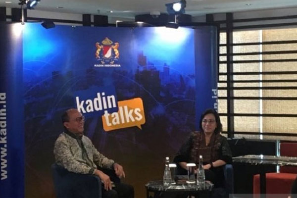 Menteri Keuangan Sri Mulyani Indrawati di Kantor Kadin, Jakarta, Jumat (2/8/2019).  