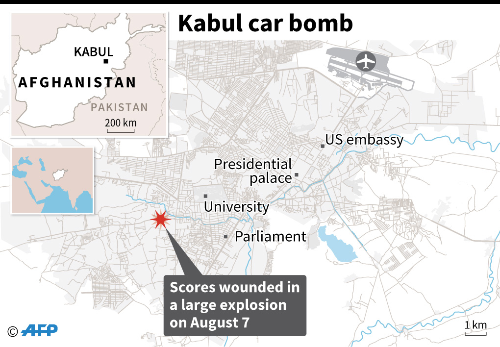 Lokasi bom meledak di Kabul, Afghanistan.