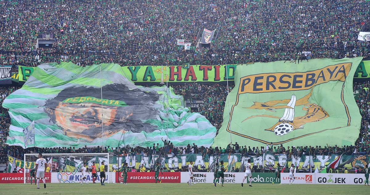 Suasana saat Persebaya tampil di laga lanjutan Liga 1.