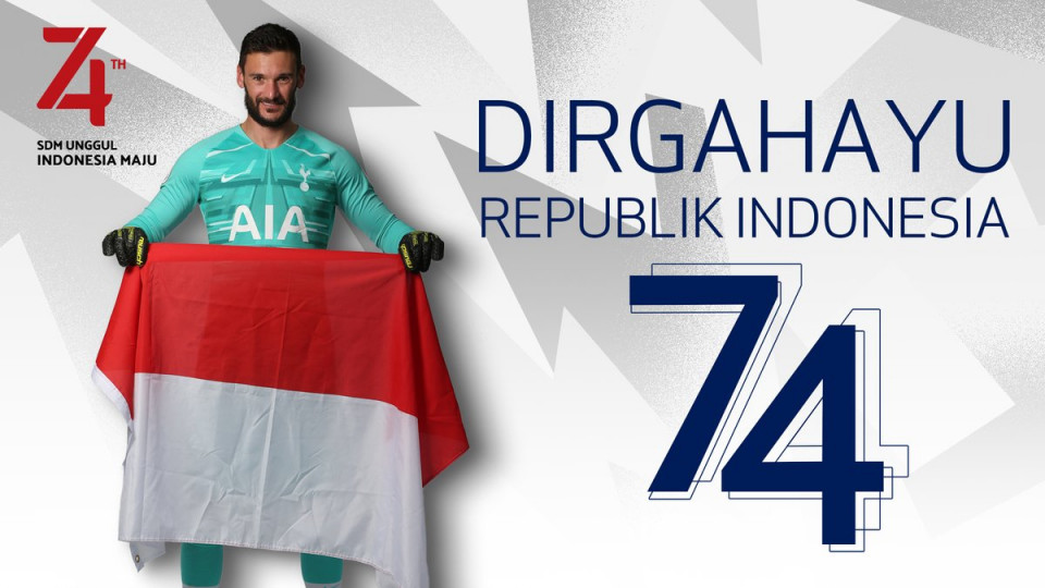 Twitter Tottenham Hotspur berbahasa Indonesia mengucapkan dirgahayu untuk Republik Indonesia.