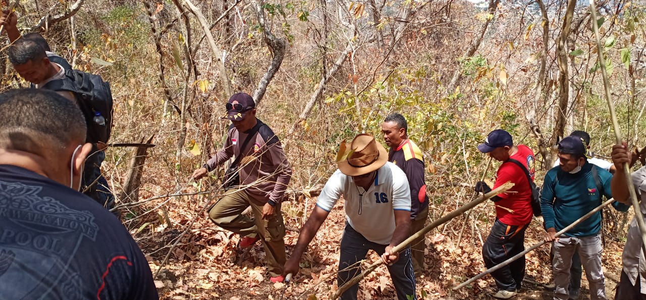 Wabup Flotim pimpin ratusan ASN padamkan api di Gunung Ile Mandiri