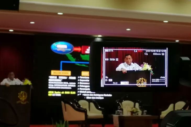 Menteri Pertahanan Ryamizard Ryacudu saat menjadi pembicara kunci Seminar Nasional mengangkat Tema 