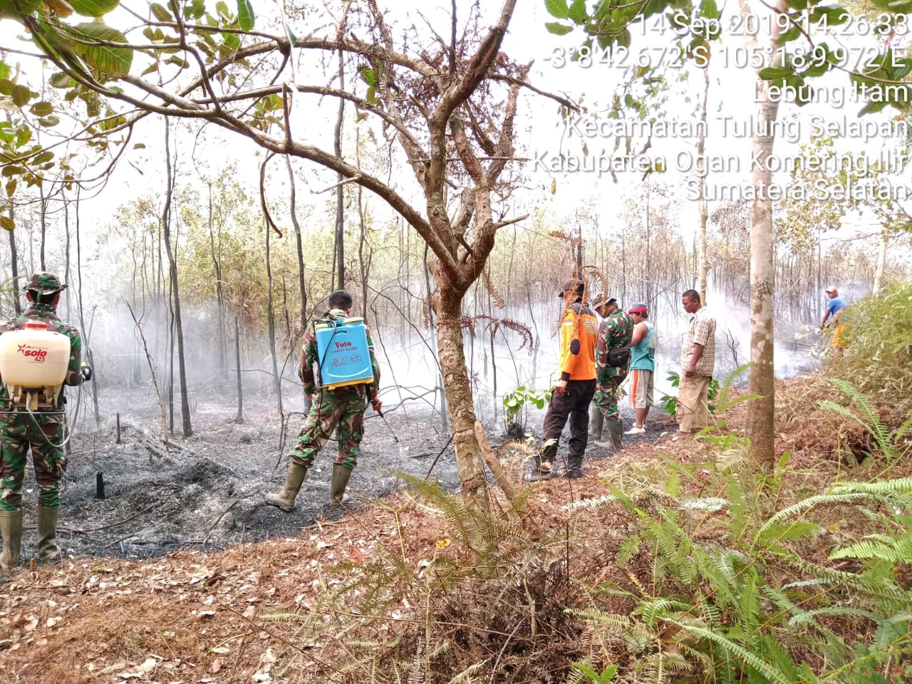 Petugas gabungan melakukan pemadaman karhutla