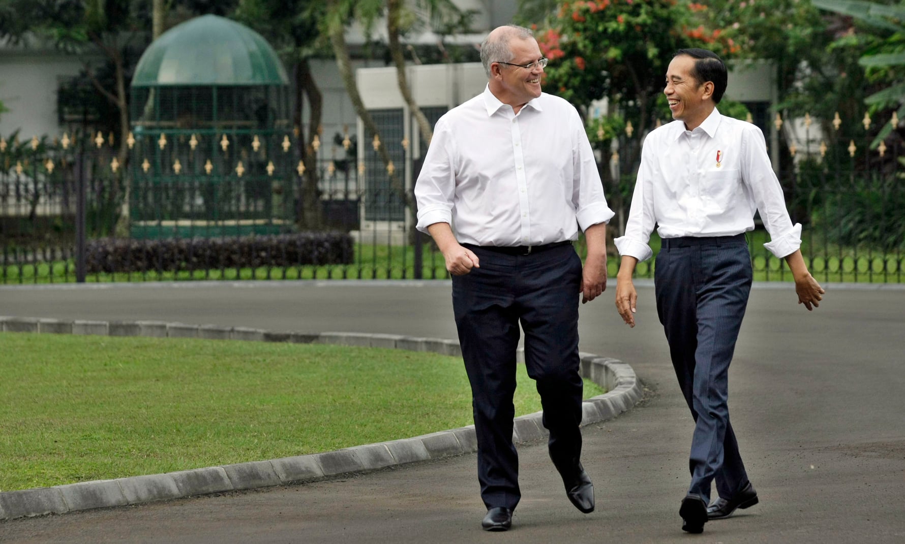 Presiden Joko Widodo (kanan) bersama Perdana Menteri Australia, Scott Morrison dengan agenda pertemuan membahas finalisasi IA-CEPA