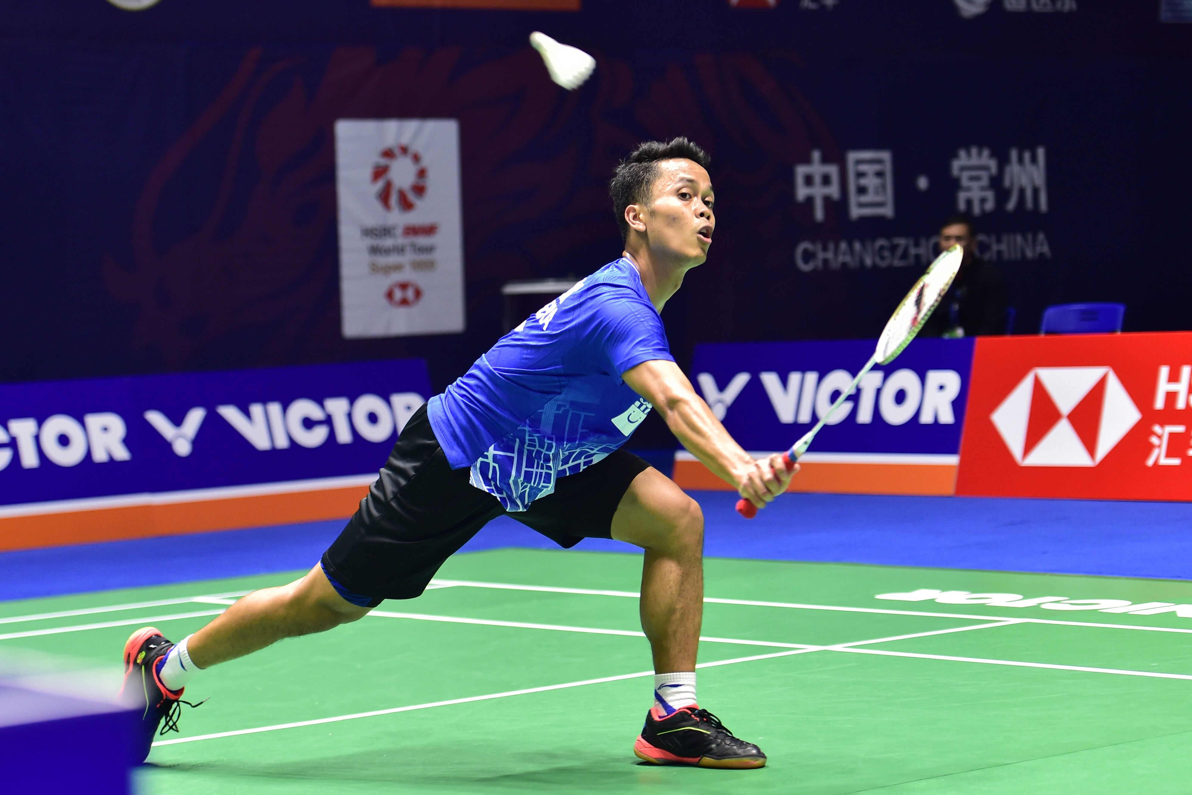 Pebulu tangkis putra Indonesia Anthony Sinisuka Ginting