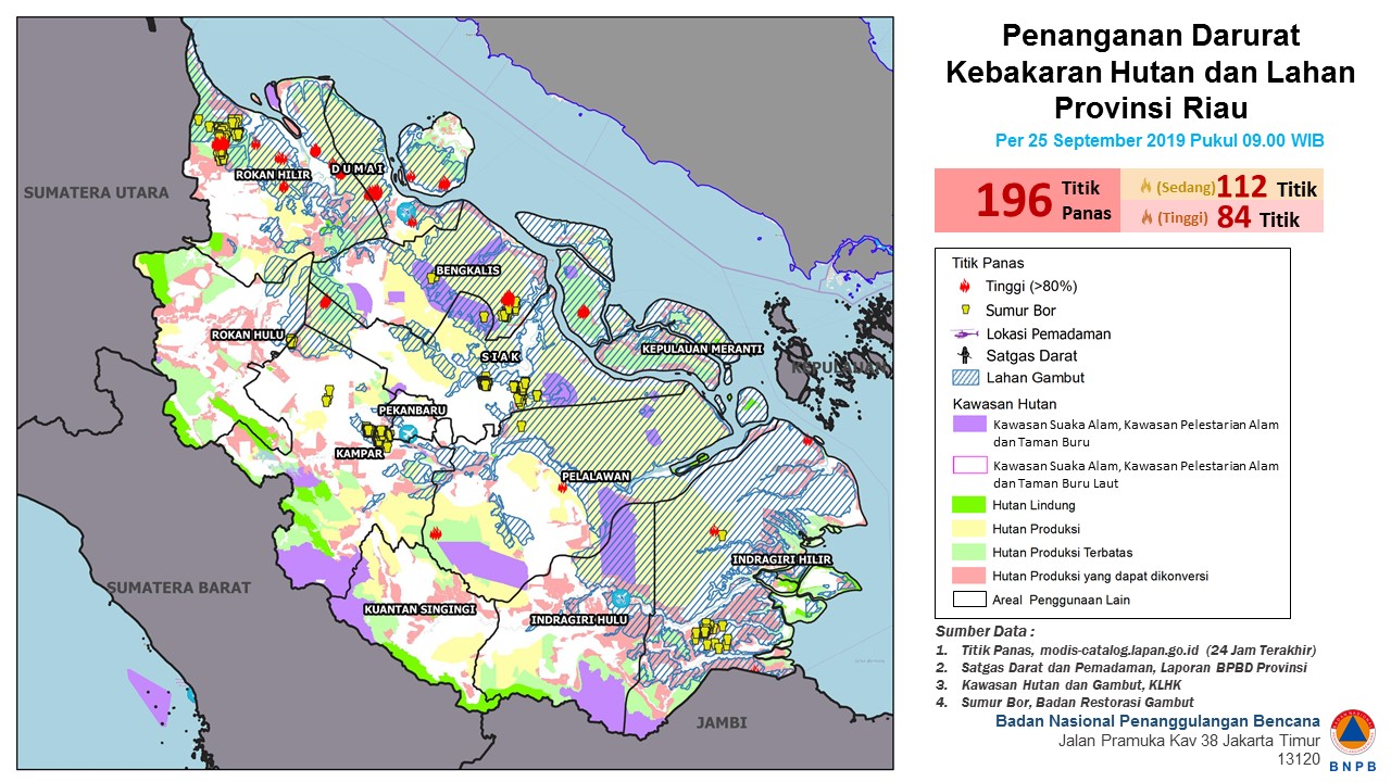 Peta Penanganan Darurat Karhutla di Provinsi Riau