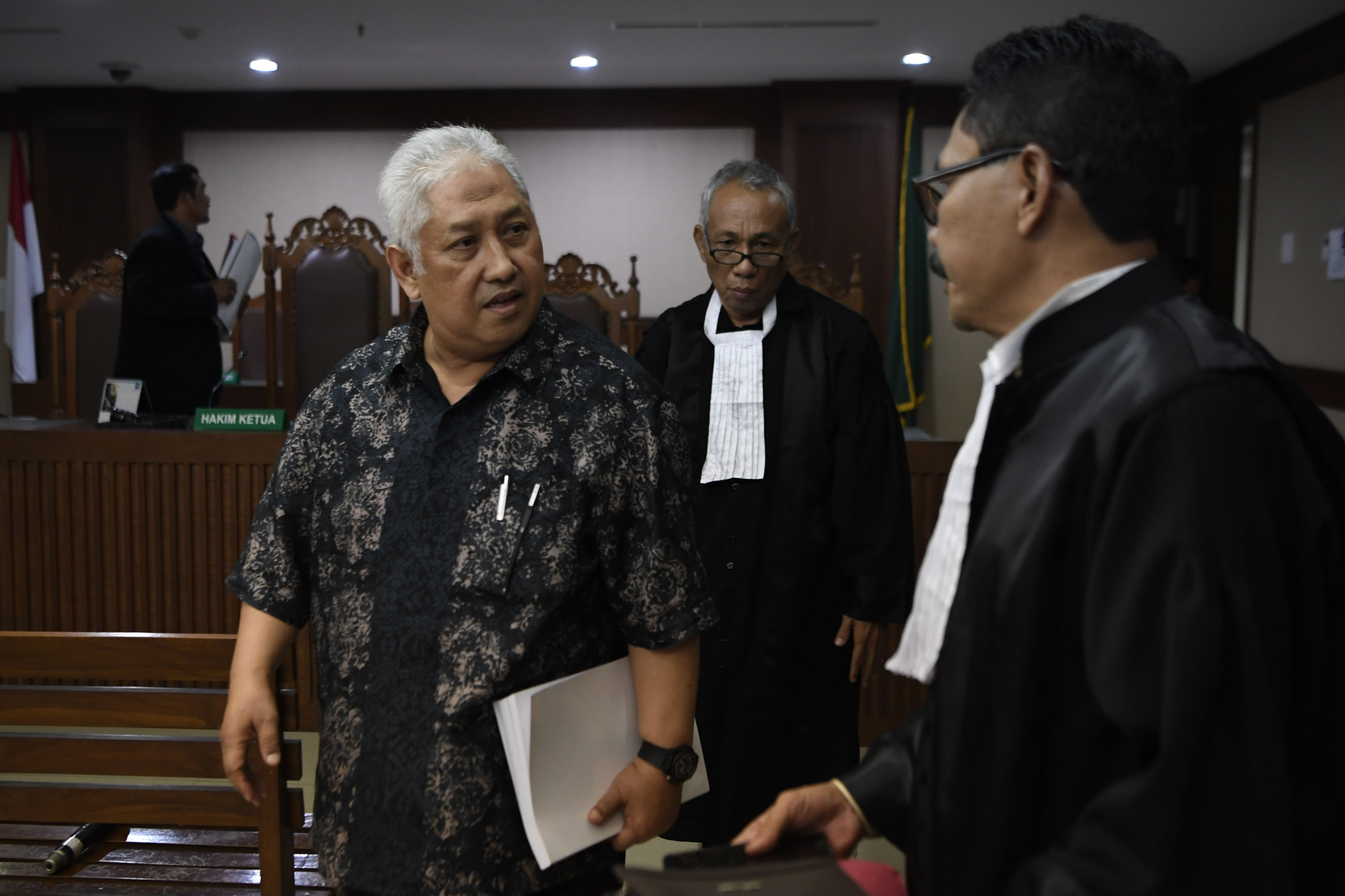 Terdakwa kasus dugaan suap pengadaan alat satelit monitoring dan drone Badan Keamanan Laut (Bakamla) Erwin Syaaf Arif 