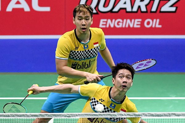 Pasangan ganda putra rangking satu dunia, Kevin Sanjaya Sukamuljo/Marcus Fernaldi Gideon