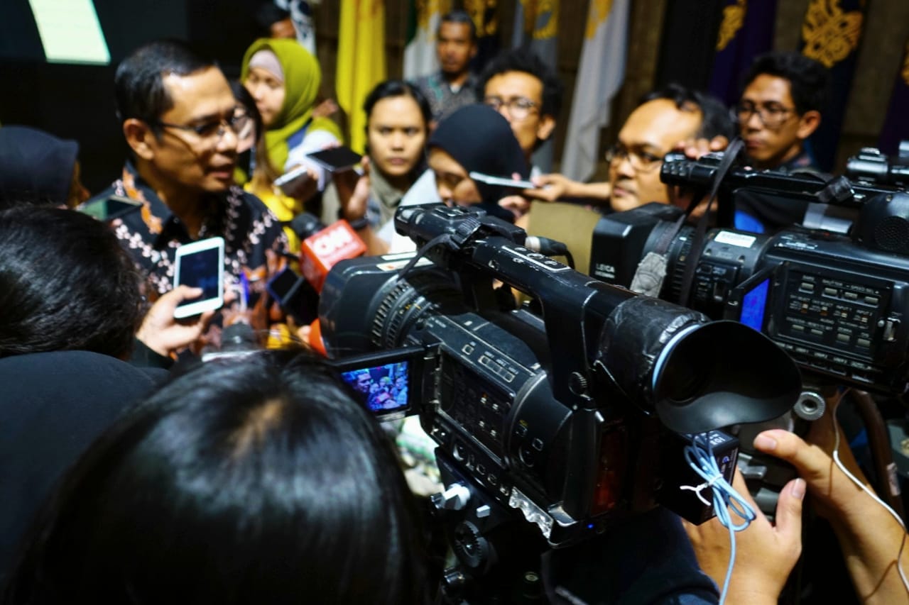 Ketua Majelis Wali Amanat UI (MWA UI), Saleh Husin saat memberikan keterangan kepada pers.