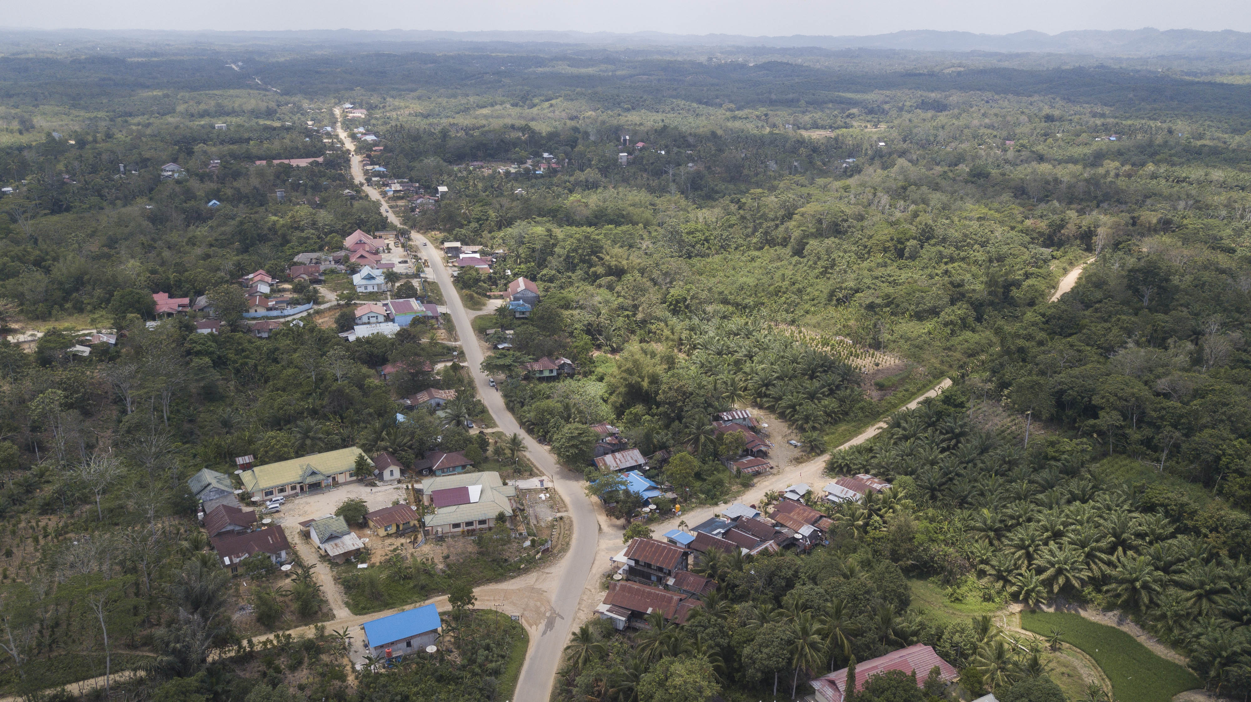 Foto aerial kawasan Kecamatan Sepaku, Penajam Paser Utara, Kalimantan Timur, Rabu (30/8).