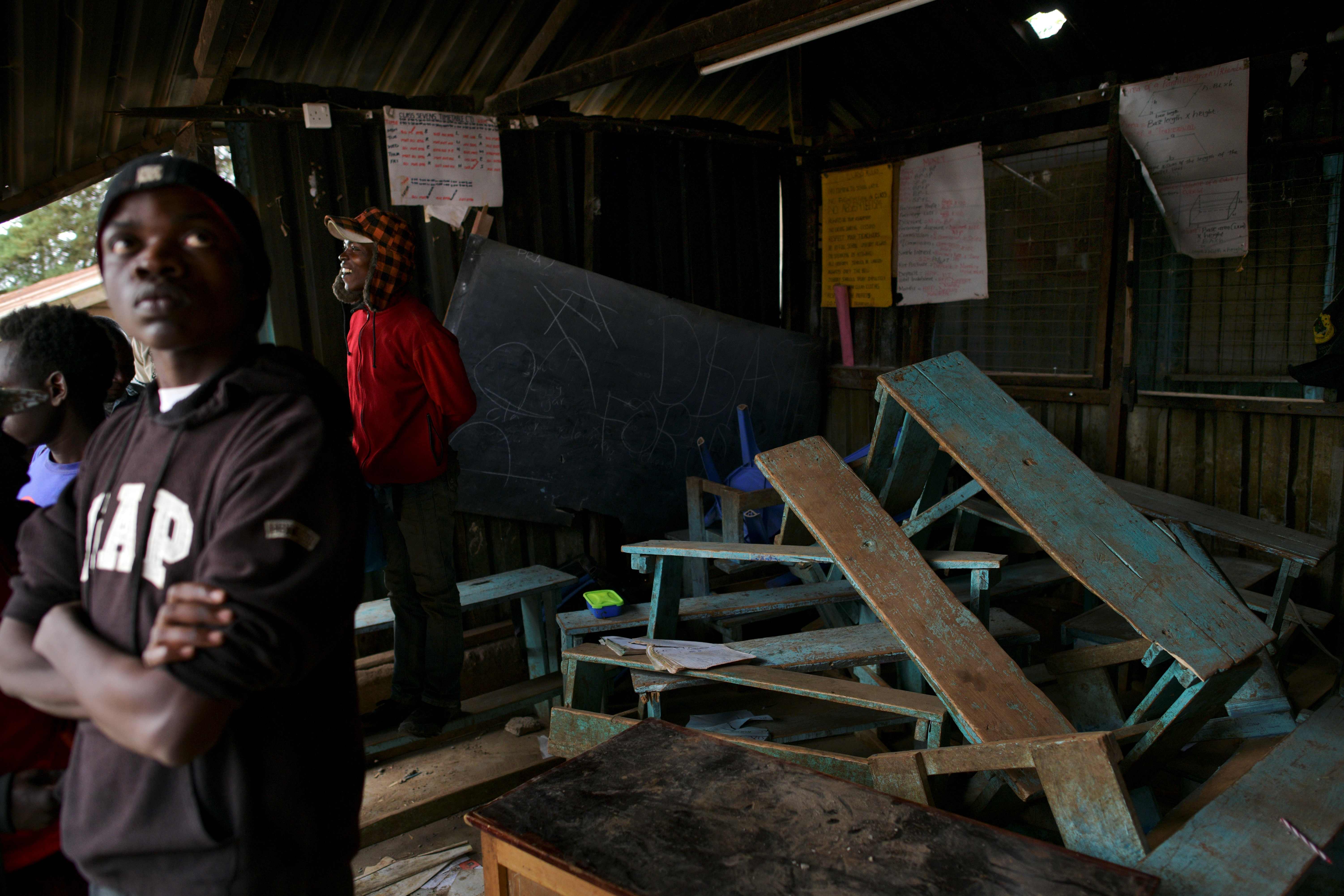 Salah satu kelas di Sekolah Dasar di wilayah Nairobi roboh