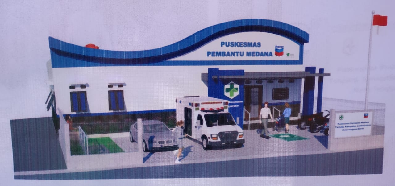 Bentuk pembangunan sebuah Puskesmas Pembantu (Pustu) di Desa Medana, Kecamatan Tanjung, Kabupaten Lombok Utara, NTB. 
