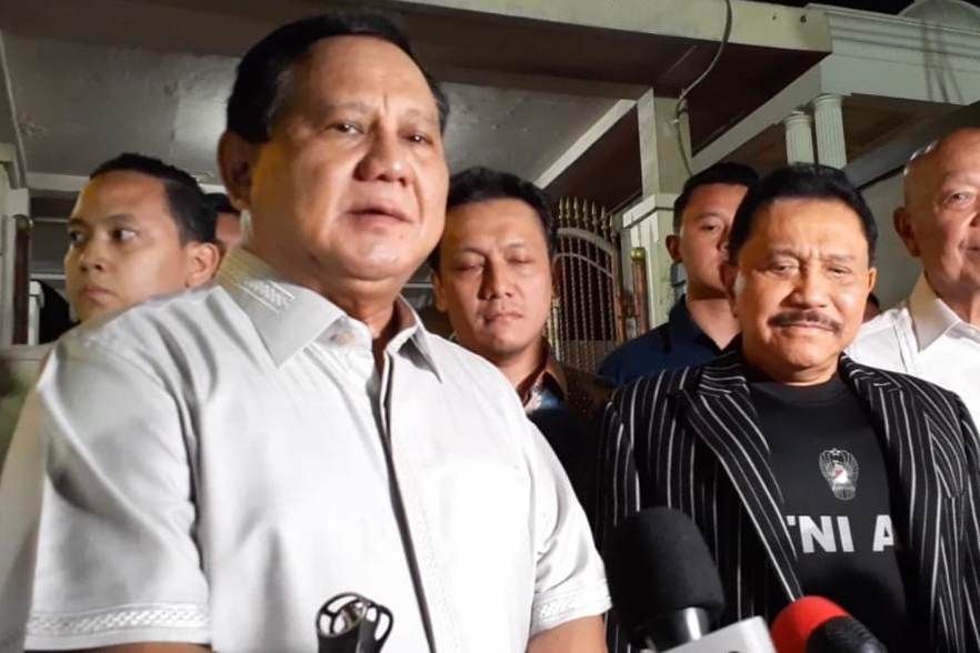 Prabowo dan Hendropriyono seusai pertemuan