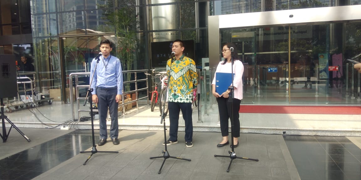 Wadah Pegawai KPK menyampaikan respons jelang penyerahan 10 nama capim KPK dari Pansel kepada Presiden Jokowi di Gedung KPK, Jakarta.