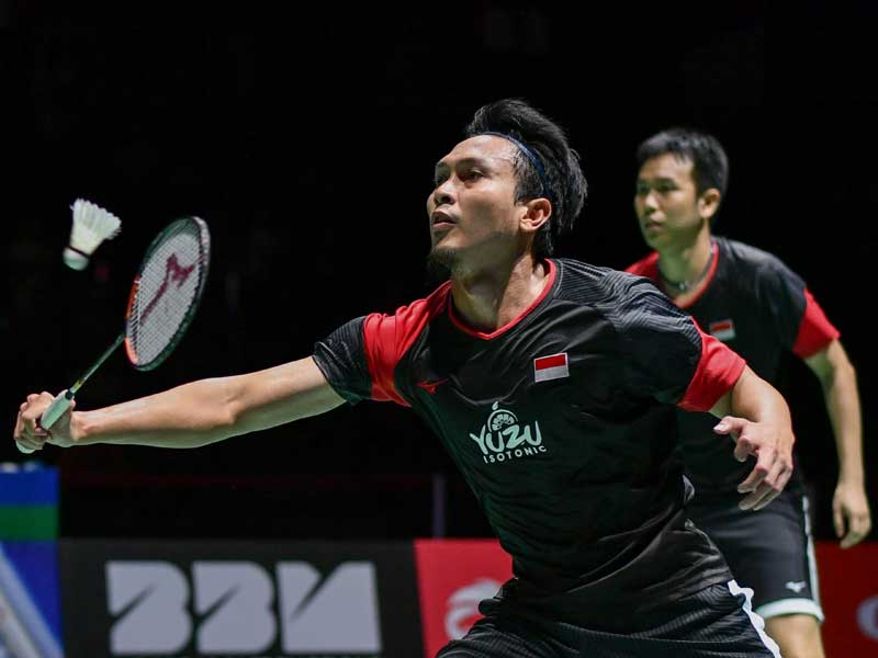 Ganda Putra Indonesia Mohammad Ahsan(kiri) dan  Hendra Setiawan.