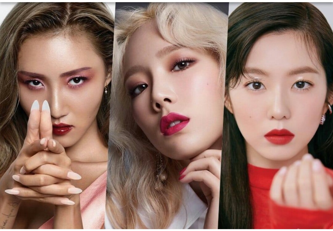 Dari kiri ke kanan: Hwasa, Taeyeon, dan Irene 