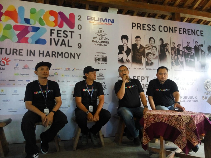 Konferensi pers Balkonjazz Festival 2019 di Balkondes Tuk Songo, Magelang, Jawa tengah, hari ini.