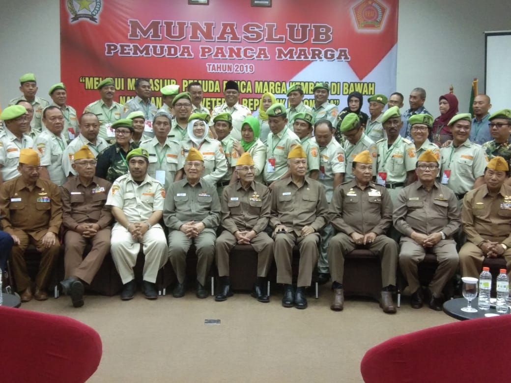 Anggota Legiun Veteran Republik Indonesia (LVRI) menghadiri Munaslub Pemuda Panca Marga (PPM) di Jakarta, Sabtu (7/9).,  