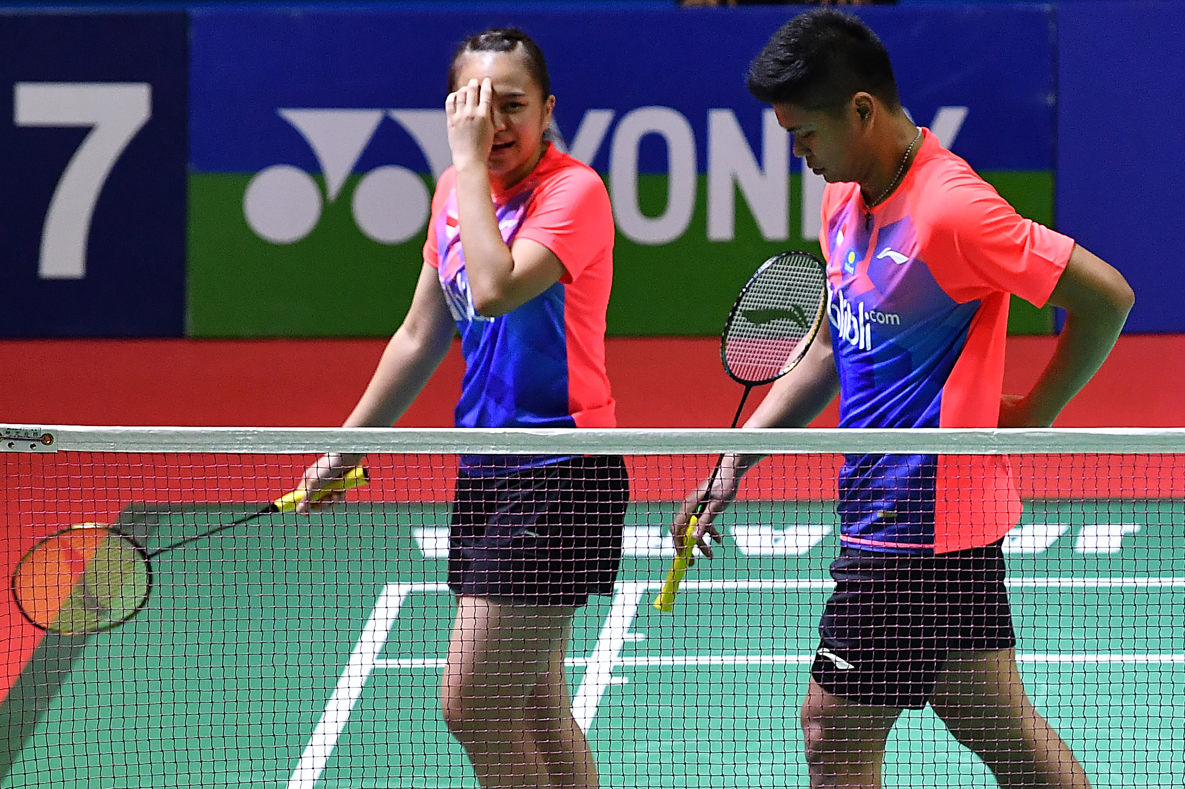 Pasangan ganda campuran Indonesia Praveen Jordan (kanan) dan Melati Daeva Oktavianti.