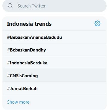 Trending topic Indonesia di laman media sosial Twitter