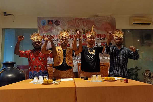Konferensi pers pernyataan sikap mahasiswa Papua dan Papua Barat di Jakarta, Kamis (19/9)